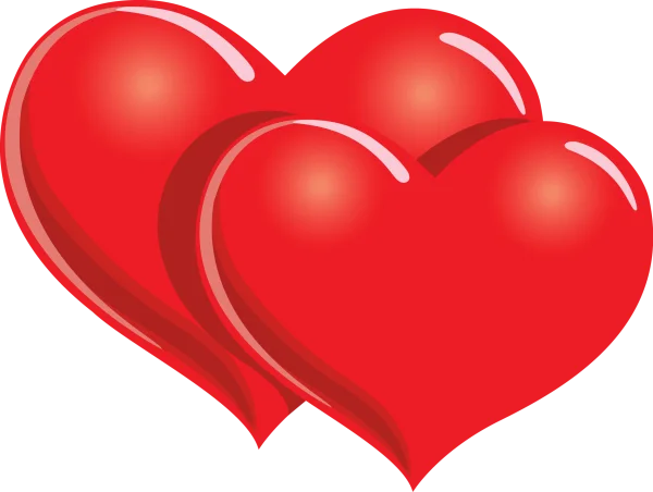 Two Red Glossy Hearts PNG Transparent
