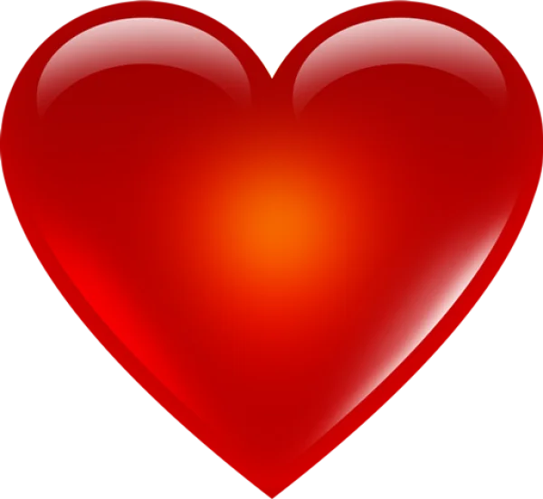 Glossy Red Heart with Yellow Down Arrow