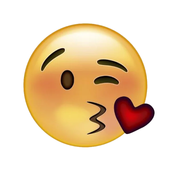 Blowing Kiss Emoji with Red Heart PNG Transparent