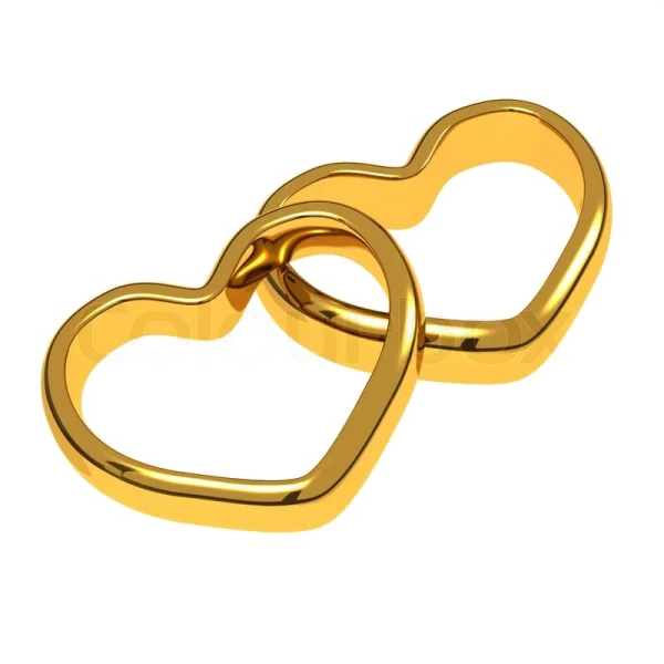 Interlocking Golden Heart Rings PNG Transparent Background
