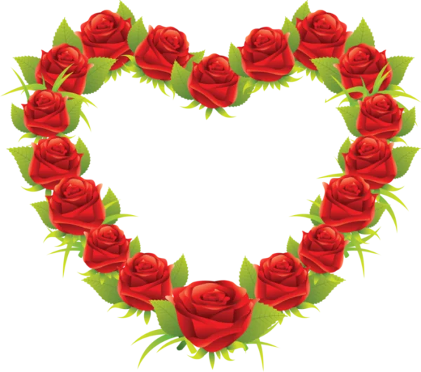 Red Rose Heart Frame PNG Transparent Background