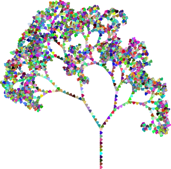 Colorful Mosaic Fractal Tree PNG Transparent Background