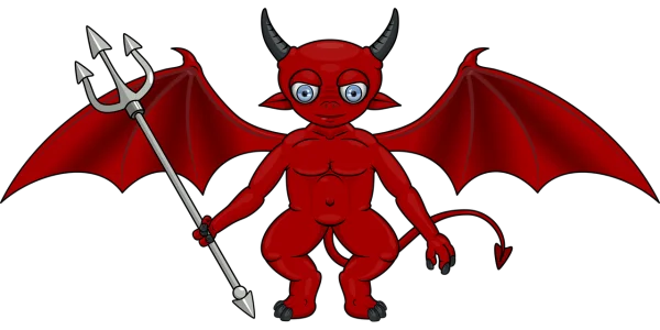 Red Cartoon Devil with Trident PNG Transparent Background