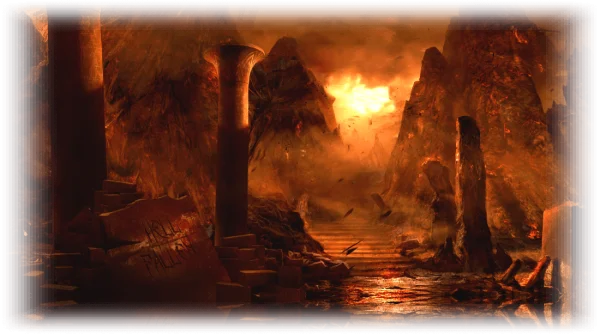 Fiery Apocalyptic Landscape Background PNG