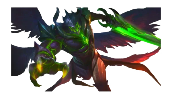 Dark Fantasy Creature with Green Energy PNG Transparent Background