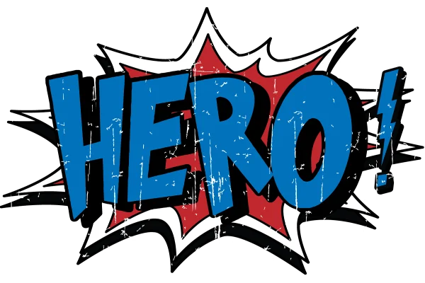 Distressed Comic Style HERO Text PNG