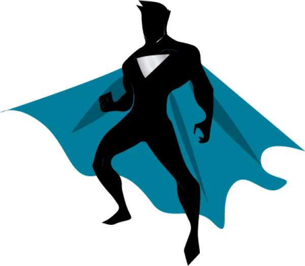 Superhero Silhouette with Blue Cape PNG Transparent