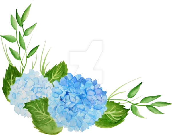 Watercolor Blue Hydrangea Floral Corner