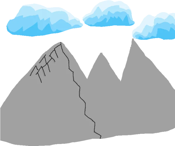 Cartoon Mountain Range with Clouds PNG Transparent