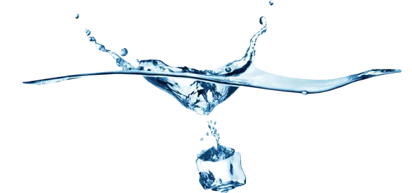 Ice Cube Splashing into Water PNG Transparent Background