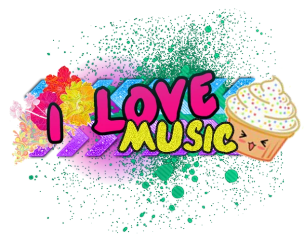 Vibrant I Love Music Graffiti PNG Sticker