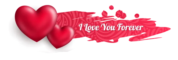 I Love You Forever Message with Red Hearts PNG