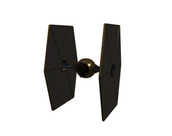 Golden TIE Fighter Spaceship PNG Transparent Background