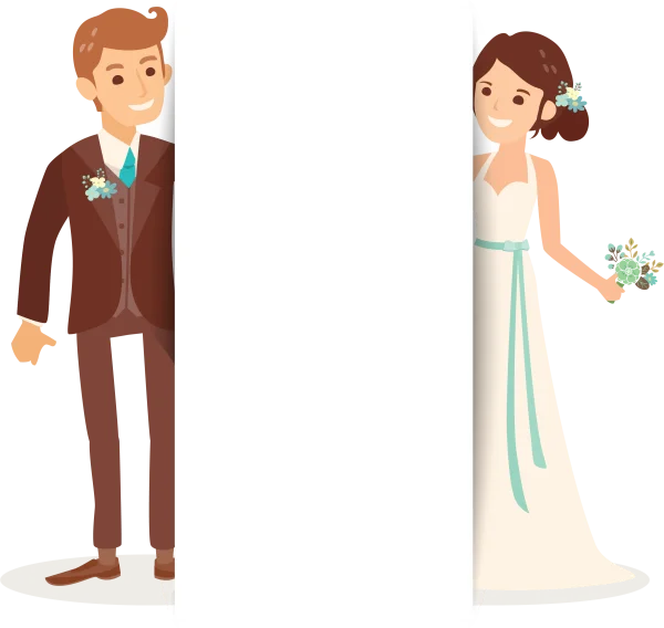 Wedding Couple Holding Blank Banner PNG