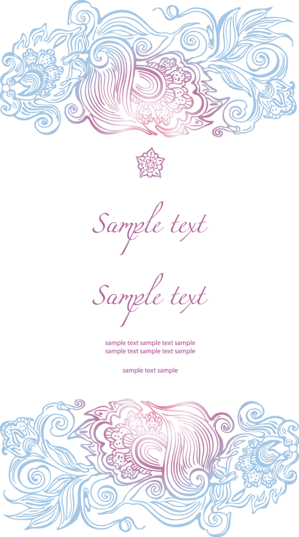 Elegant Gradient Floral Border PNG