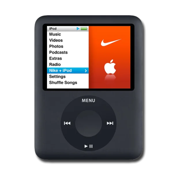 iPod Classic with Nike + iPod Menu PNG Transparent Background