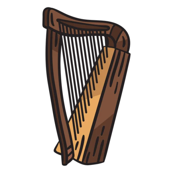 Cartoon Wooden Harp PNG Transparent Background