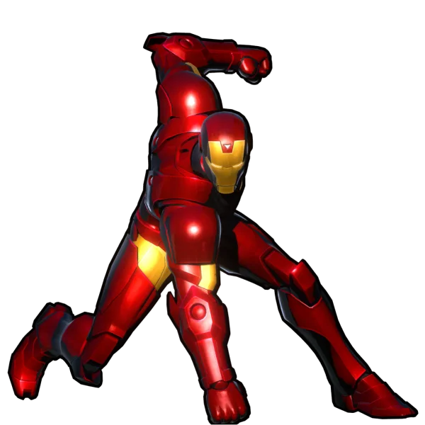 Iron Man Dynamic Action Pose 3D Render PNG