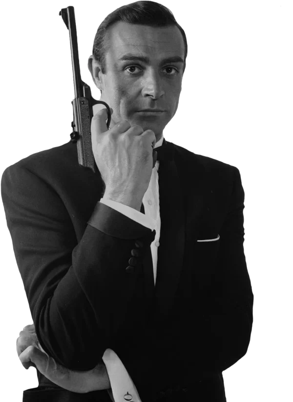 Sean Connery James Bond with Gun PNG Transparent Background