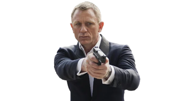 Daniel Craig as James Bond with Gun PNG Transparent