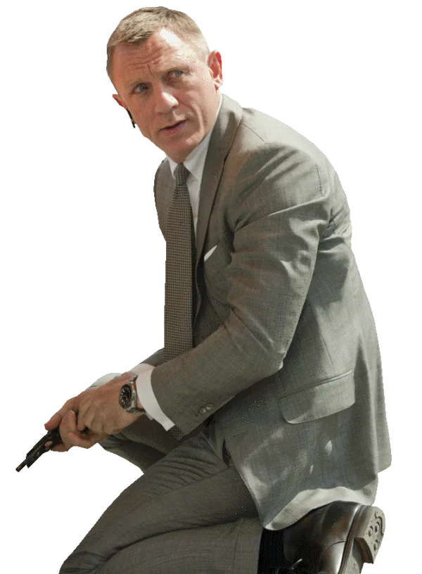 Daniel Craig James Bond Crouching with Gun PNG Transparent