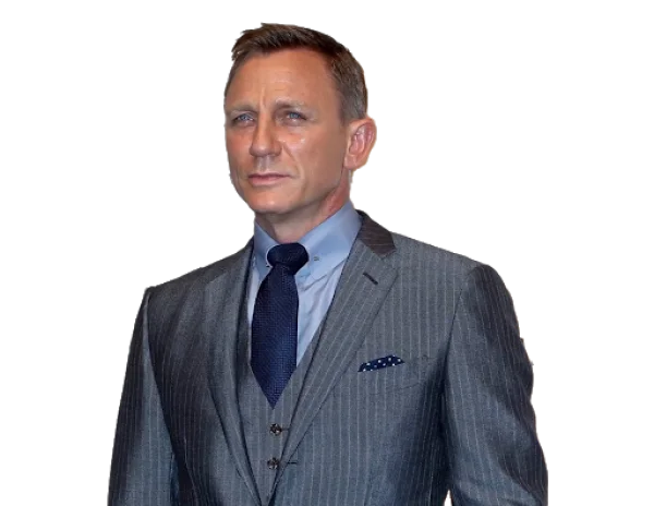 Daniel Craig in Pinstripe Suit PNG Transparent Background