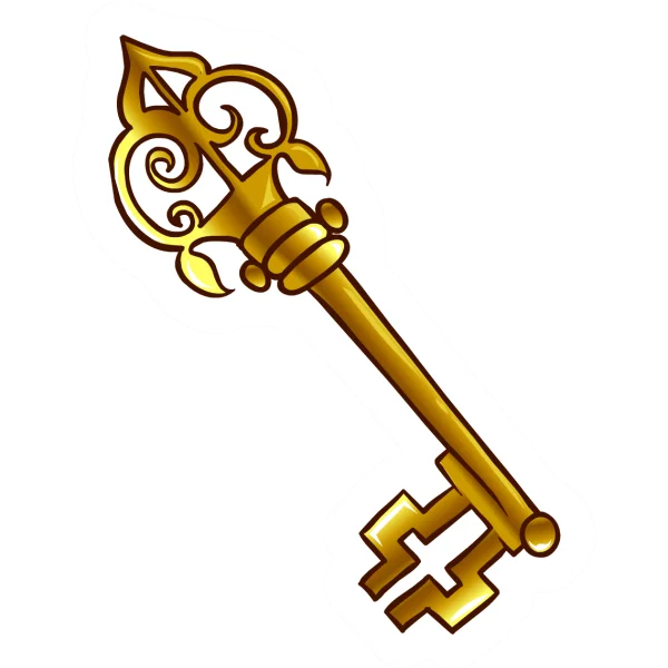Golden Ornate Key PNG Transparent Background