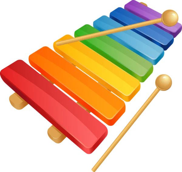 Colorful Xylophone with Mallets PNG Transparent Background