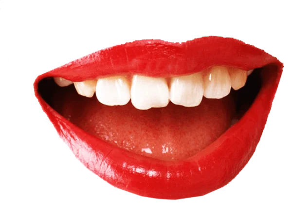 Red Lips Smiling Wide PNG Transparent Background