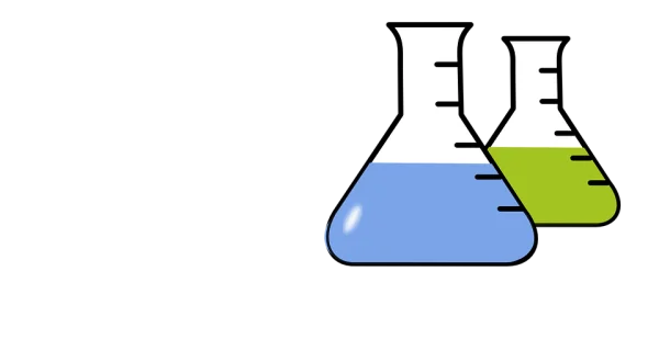 Laboratory Flasks with Blue and Green Liquid PNG