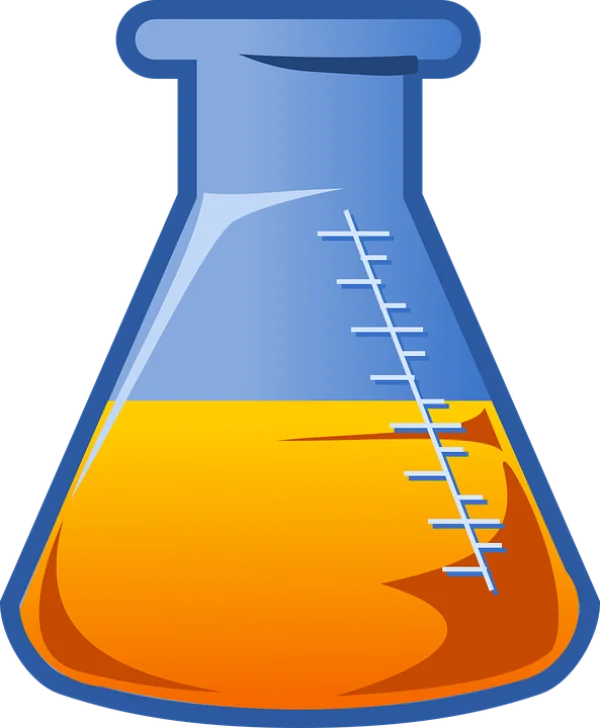 Erlenmeyer Flask with Orange Liquid PNG Transparent Background