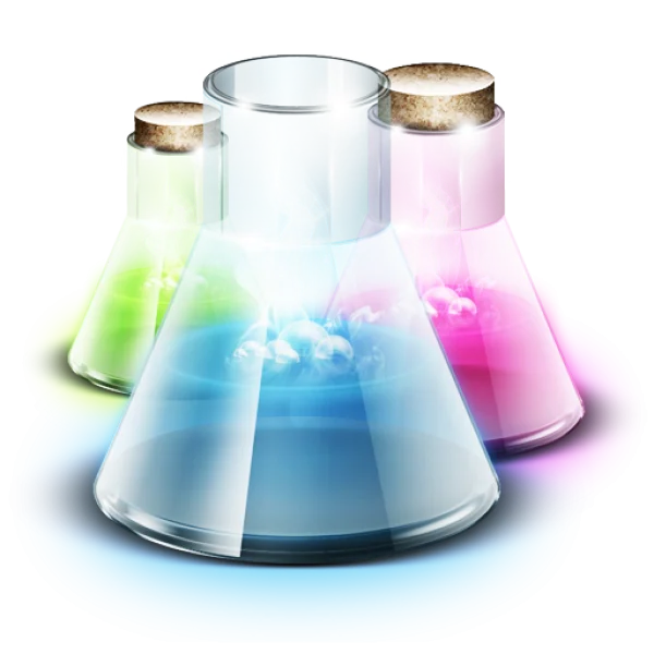 Colorful Laboratory Flasks Icon PNG