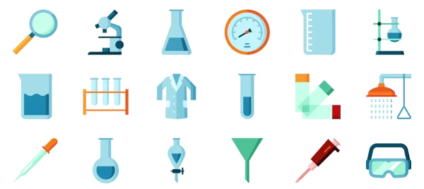 Science Lab Equipment Icons PNG Transparent Background