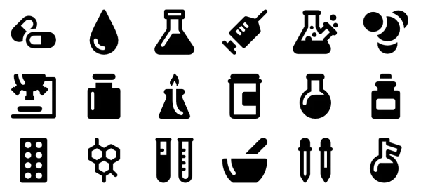 Science and Medical Outline Icons Pack PNG