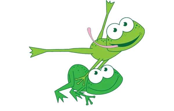 Two Cartoon Frogs Balancing Transparent PNG