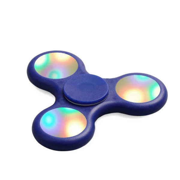 Blue Fidget Spinner with Colorful Lights PNG Transparent Background