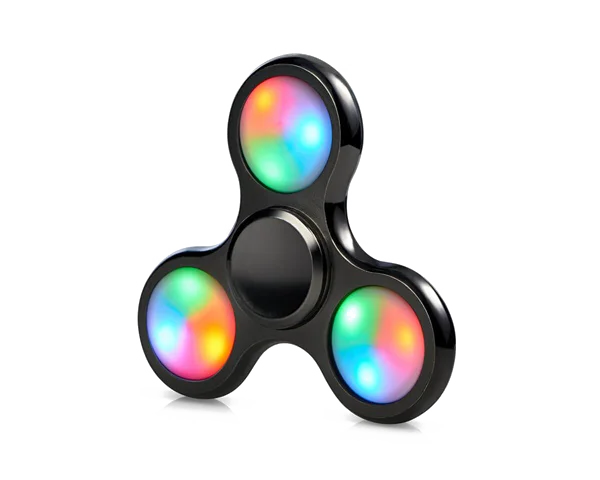 Black Fidget Spinner with Colorful LED Lights PNG