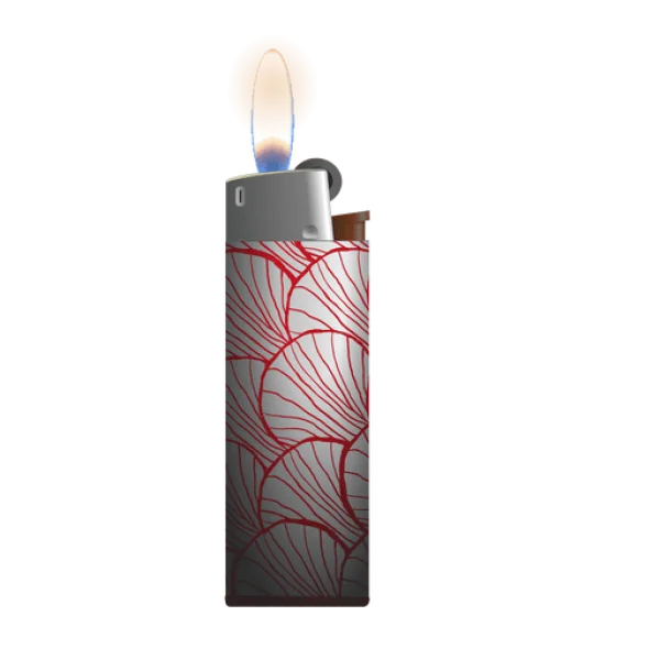 Red Pattern Lighter with Flame PNG Transparent