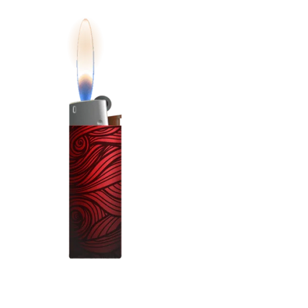 Red Lighter with Flame PNG Transparent Background