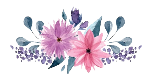 Pink and Purple Watercolor Floral PNG Transparent Background