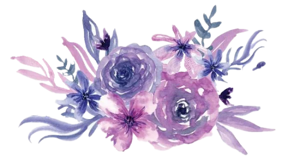 Watercolor Purple Pink Floral Bouquet PNG Transparent Background