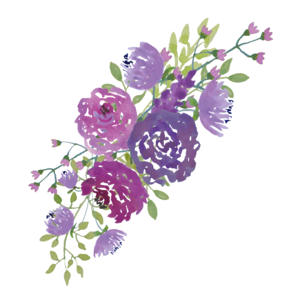 Purple Watercolor Floral Bouquet PNG