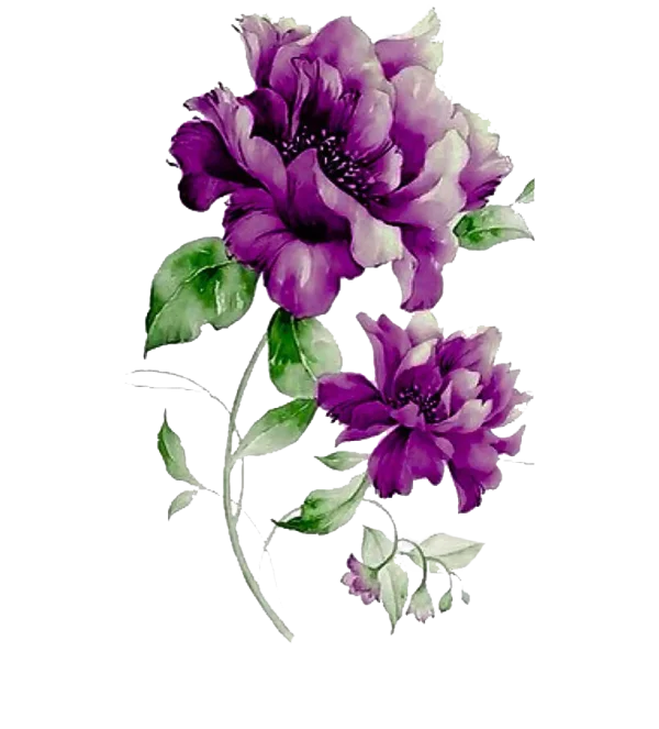 Vibrant Purple Watercolor Flowers PNG