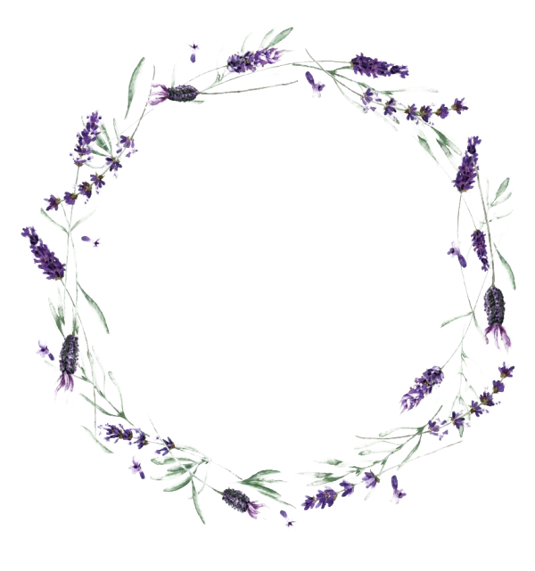 Watercolor Lavender Wreath PNG