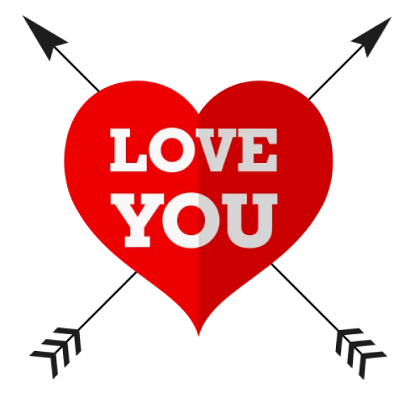 Red Heart Love You with Arrows PNG Transparent Background