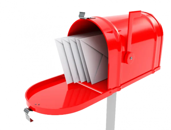 Open Red Mailbox Full of Letters PNG