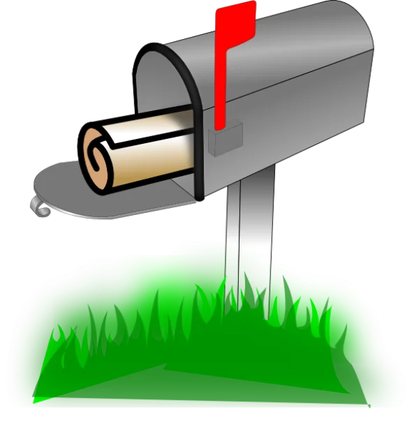 Mailbox with Scroll and Green Grass PNG