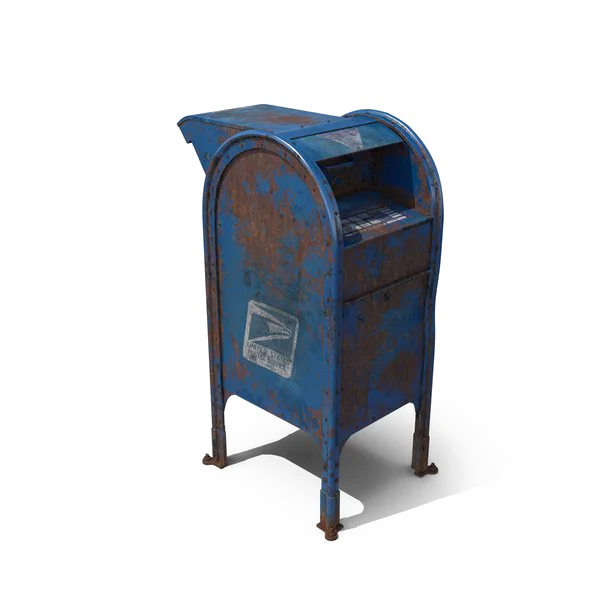 Rusty Blue Mailbox PNG Transparent Background