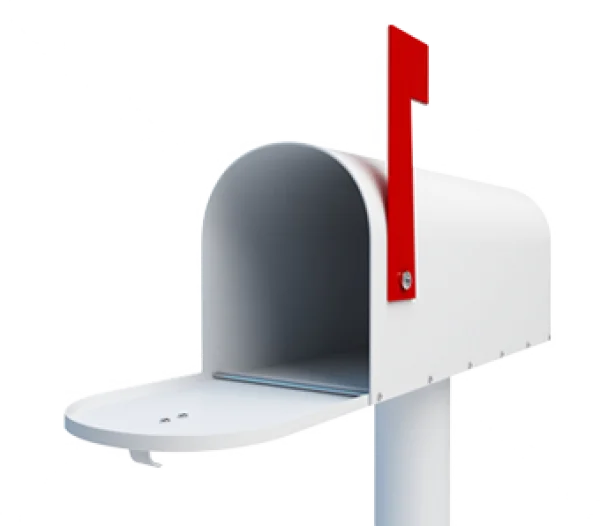 White Mailbox with Red Flag PNG Transparent Background