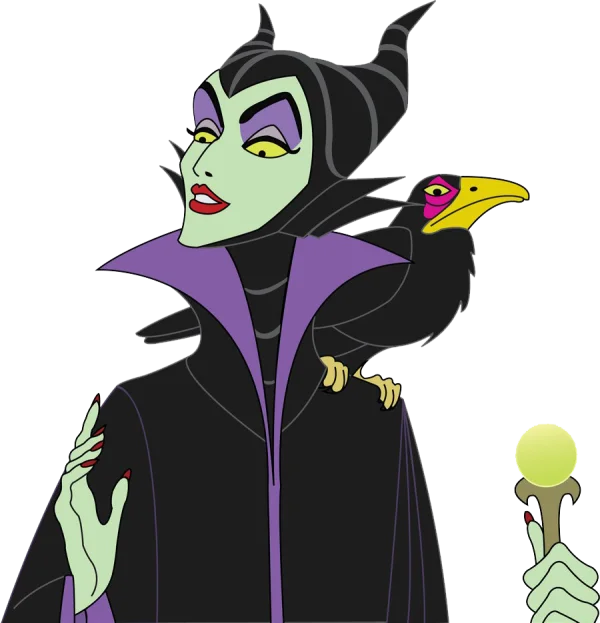 Maleficent with Raven and Magic Staff PNG Transparent